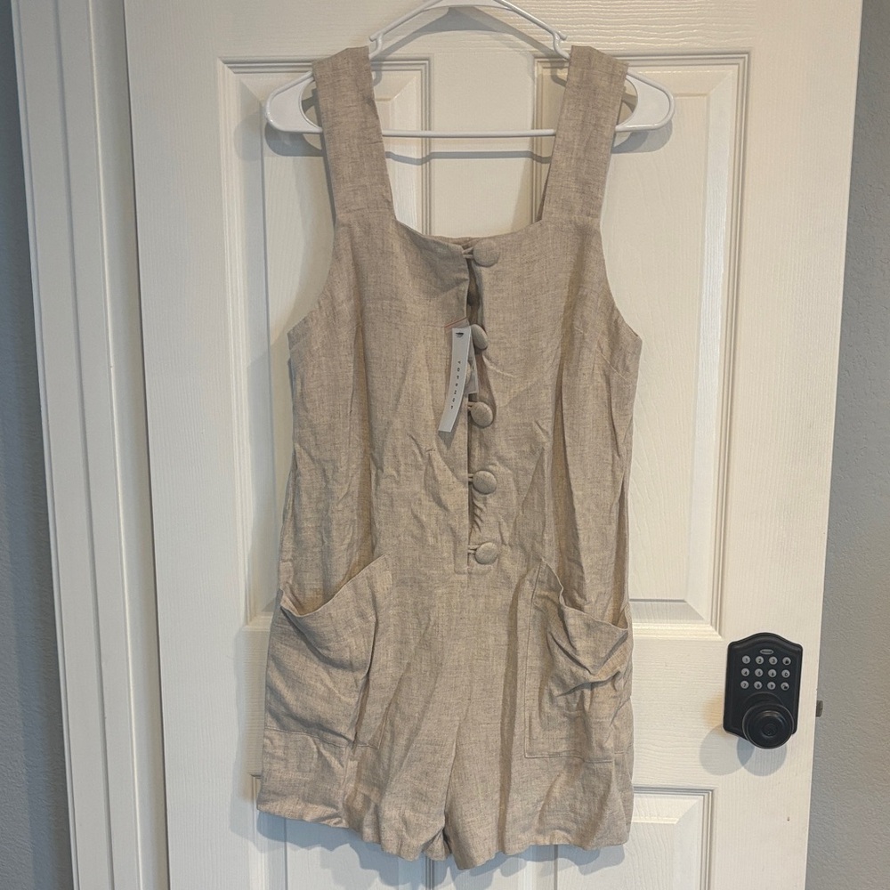 Topshop Beige Linen Romper